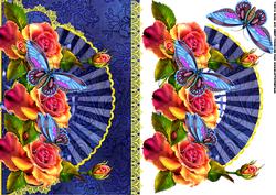Floral Rose and Butterfly Birthday Card Front