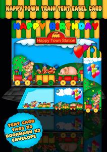 Birthday Tent Easel Card "happy Town Train"