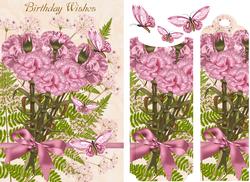 Floral Bookmark Birthday Card Front with Carnations