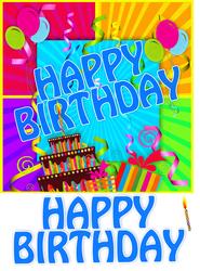Birthday Greeting Card Front with Bright Colors
