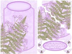 Floral Lilac Color Birthday Card Front with Scallop