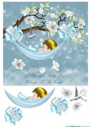 Baby Boy Greeting Card Front with Humming Bird