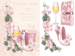 Handbag, Shoes and Flowers Birthday Card Front