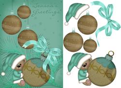 Cute Teddy and Bauble Christmas Card Front