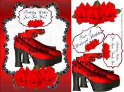 Sexy Red Shoe Stylish Birthday Quick Card