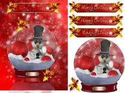 Fluffy Snowman Christmas Greeting Card