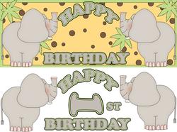 1st Birthday Card Safari Elephants
