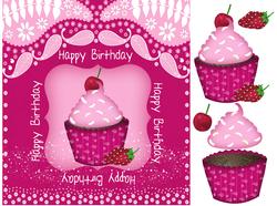 Cupcake Birthday Greeting Card Front
