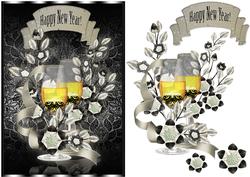 Stylish New Year Greeting Card Front