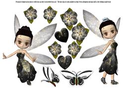 Cute Fairy Clip Art with Flowers