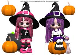 Two Trendy Halloween Cute Witches