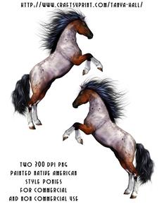 Two 300 Dpi Png Ponies in the Native American Style