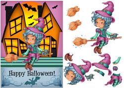 Cute Little Witch Halloween Quick Card