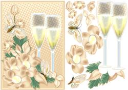 Champagne and Flowers Peach Birthday Quick Card