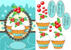 Triple Cupcake Christmas Quick Card Front