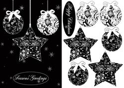 Black and White Stylish Bauble Christmas Card