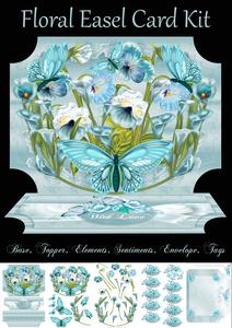 Blue Floral and Butterfly Easel Kit