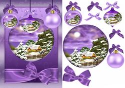 Christmas Quick Card with Decorations in Purple