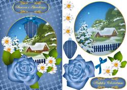 Christmas Quick Card with Scene and Flowers
