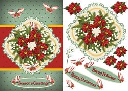 Retro Stylish Quick Christmas Card with Poinsettia
