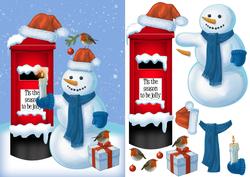 Jolly Snowman Checking the Mail with Robins