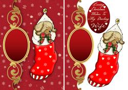 Wife Cute Christmas Card with Puppy in Stocking