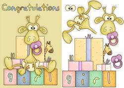 New Baby Girl Giraffe Congratulations Step by Step