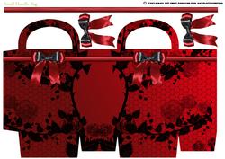 Pretty Red Gift Bag with Rose and Net Detail