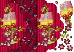 Floral and Champagne Scalloped Edge Card Front