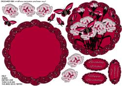 Floral and Butterfly Red and Black Wobble Card
