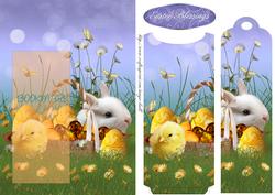 Cute Easter Bunny and Chick Bookmark Card