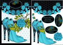 Black and Blue Stylish Floral and Shoe Quick Card