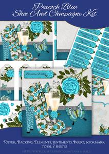 Peacock Blue Floral Birthday Card Kit