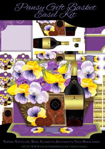 Pansy Gift Basket Easel Card Kit