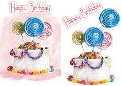 Digitally Painted Birthday Cake Quick Card