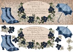 Wedding Greeting Long Dl Card Floral Boots and Parasol