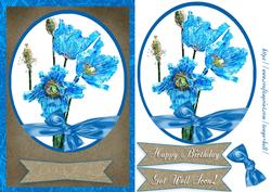 Floral Birthday Card with Watercolor Blue Flowers