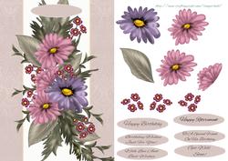 Dusky Flower Cluster Birthday or Other Card