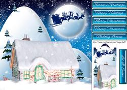 Scenic Christmas Holiday Card with Cottage