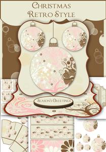 Christmas Easel Card with Retro Colors Baubles