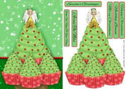 Christmas Tree Cupcake and Angel Quick Card