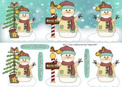Large Dl Christmas Snowman Card