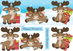 Large Dl Christmas Moose Quick Card