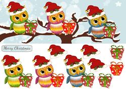 Three Little Owls Christmas Long Dl Card