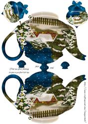 Teapot Shaped Christmas Card with Two Tags