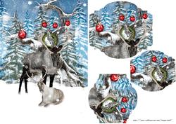Reindeer and Baby Christmas Pyramage Card
