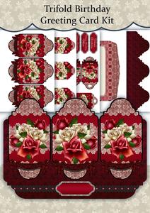 Gothic Rose Trifold Panel Birthday Card Kit
