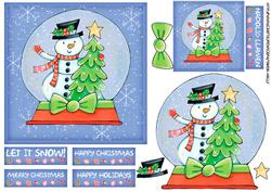 Snowman Snow Globe Christmas Quick Card