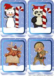 4 Christmas Toppers with Various Creatures