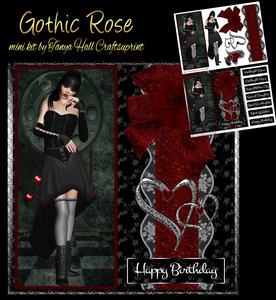 Gothic Rose Pretty Female Birthday Greeting Card Mini Kit